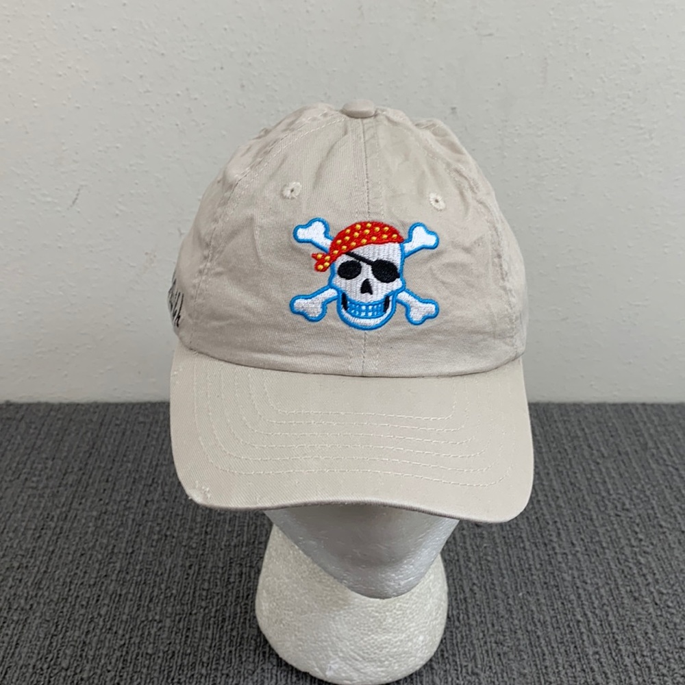 Skull & Crossbones St Thomas VI Baseball Hat Kids Adjustable Beige Strapback Cap